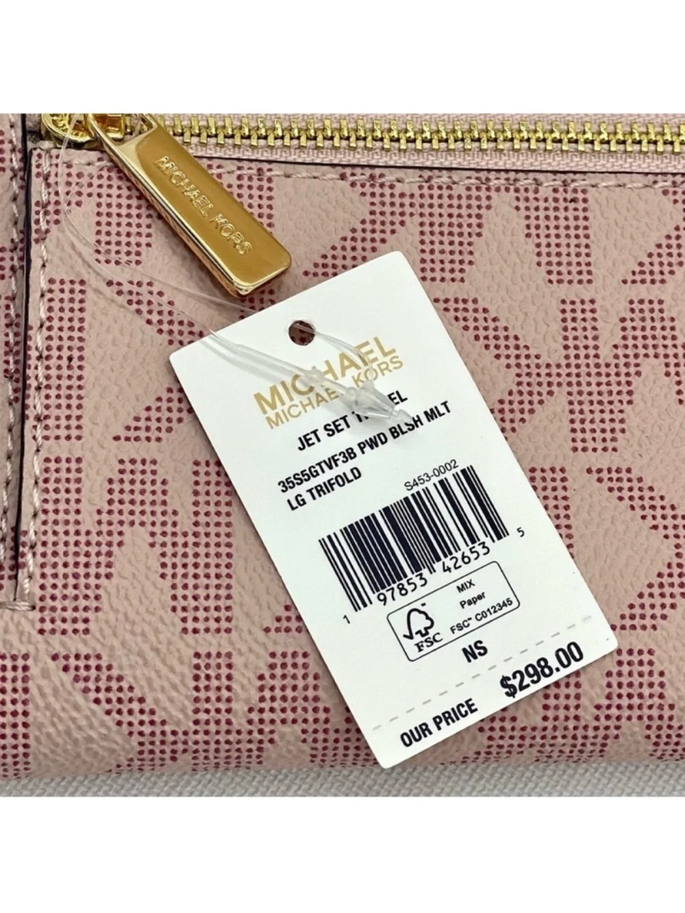 Michael Kors Pink Signature Trifold Wallet
